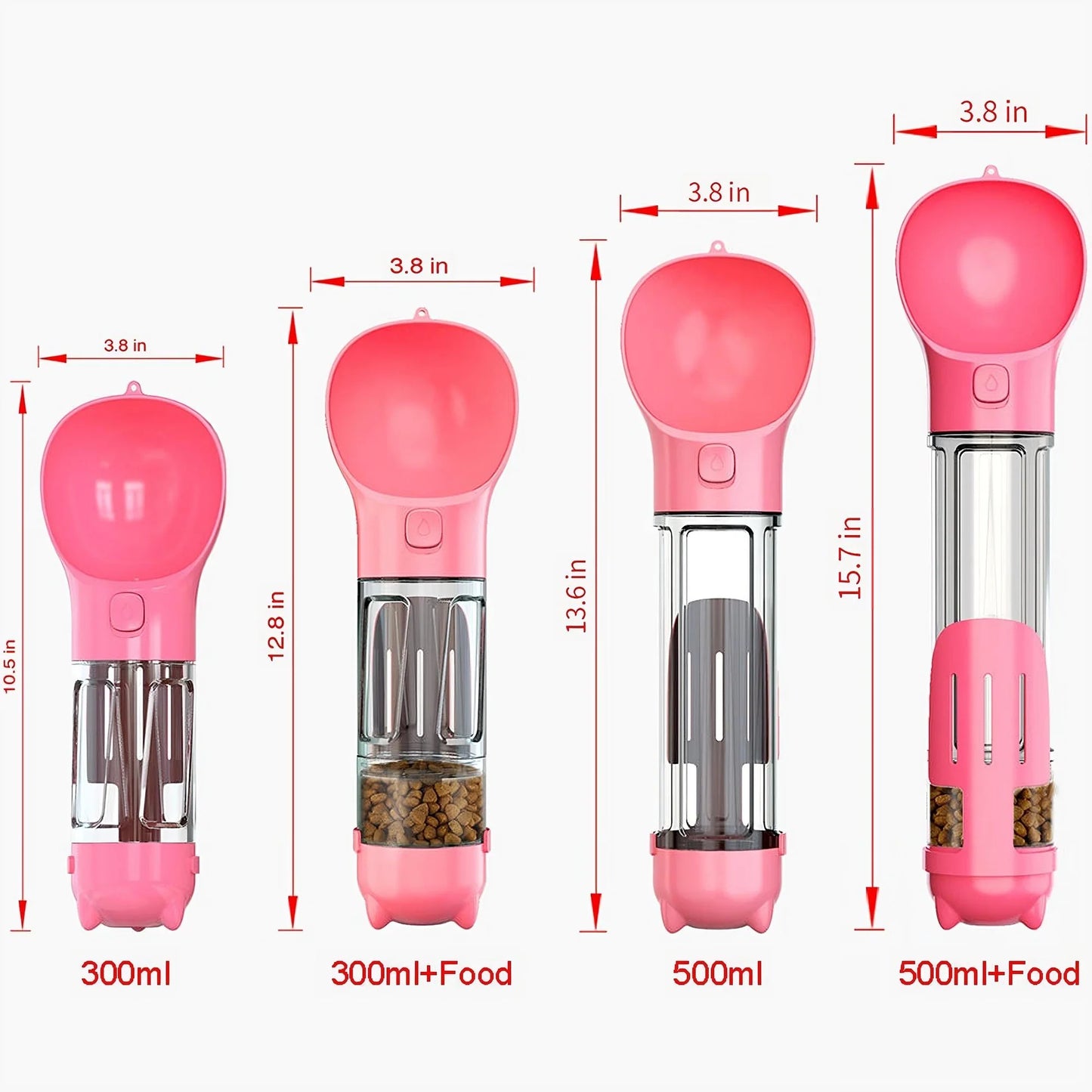 4-in-1 Portable Dog Water Bottle and Food Dispenser